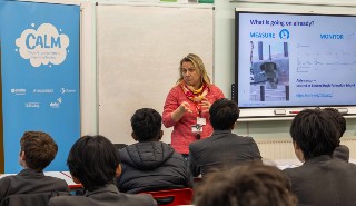 Air quality researcher, Marta O'Brien gives a talk to pupils from Reading School