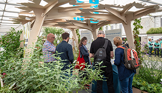 Gardeners visit the Xylotek-University of Reading exhibit at the RHS Chelsea Flower Show. Copyright: Valerie Bennett