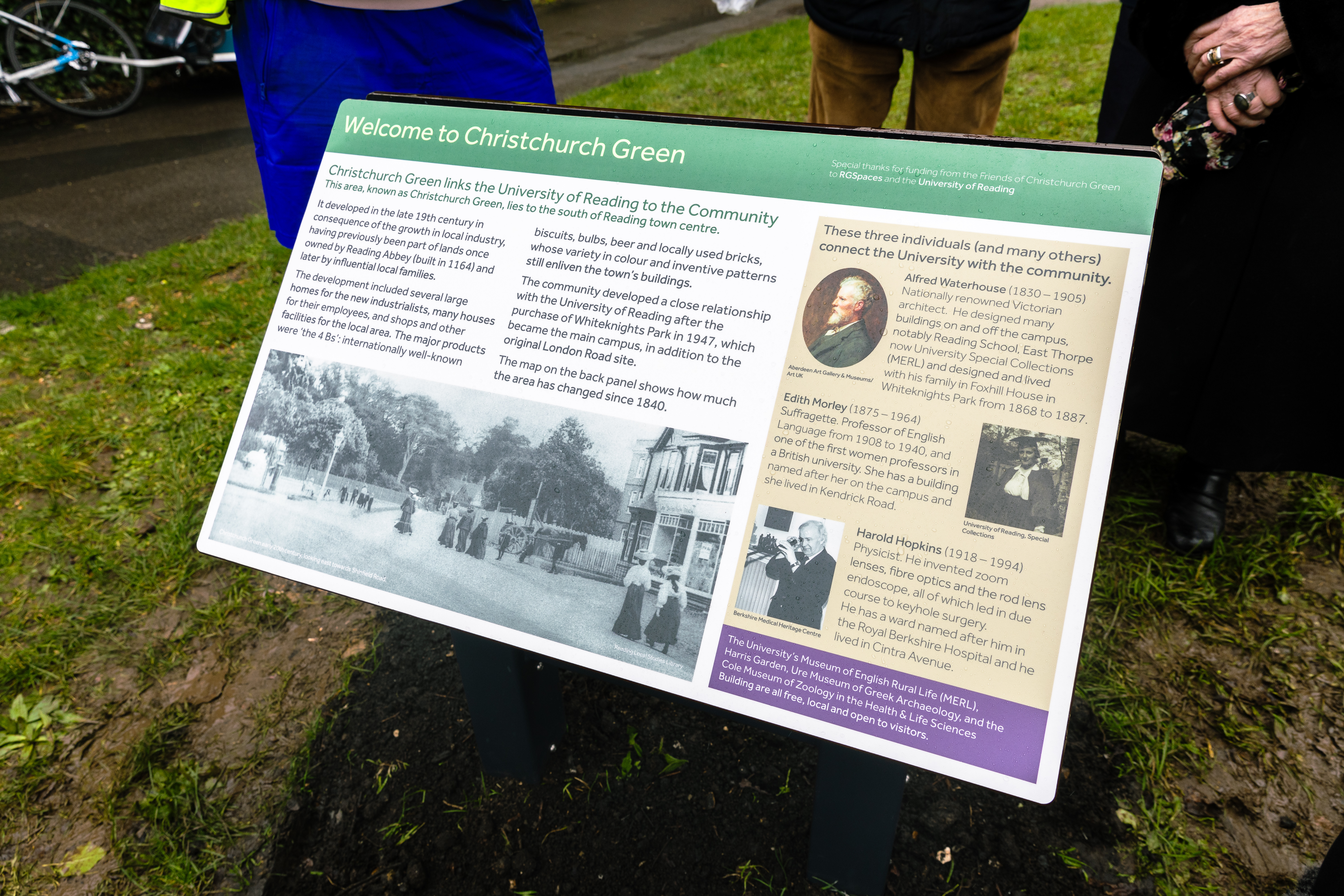 A picture of the new Christchurch Green heritage board