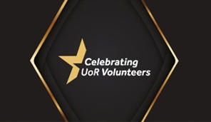 A graphic saying 'Celebrating UoR Volunteers'