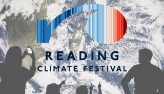Reading Climate Festival logo with Gaia exhibition image in background