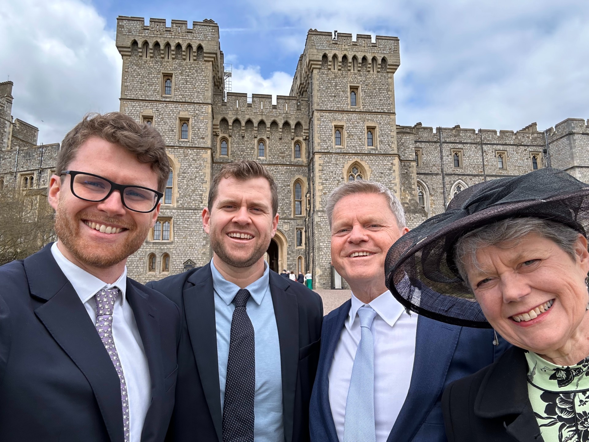 Robert Van de Noort with his wife and sons at Windsor Castle for his investiture