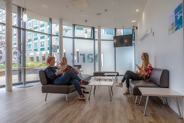 Students socialising in Park Lounge