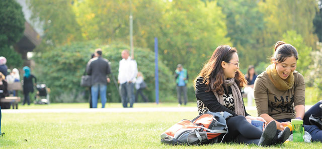 students sitting in campus