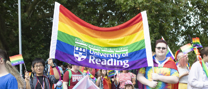Pride parade on campus celebrating the LBGTQ+ community.