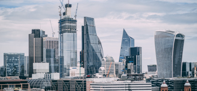 The London Skyline with several skyscrapers. 