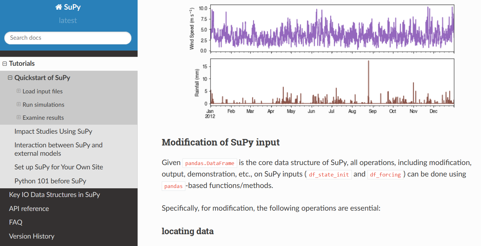 Windspeed and rainfall monitors graphs