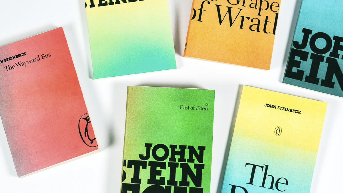 Selection of book cover designs for John Steinbeck novels