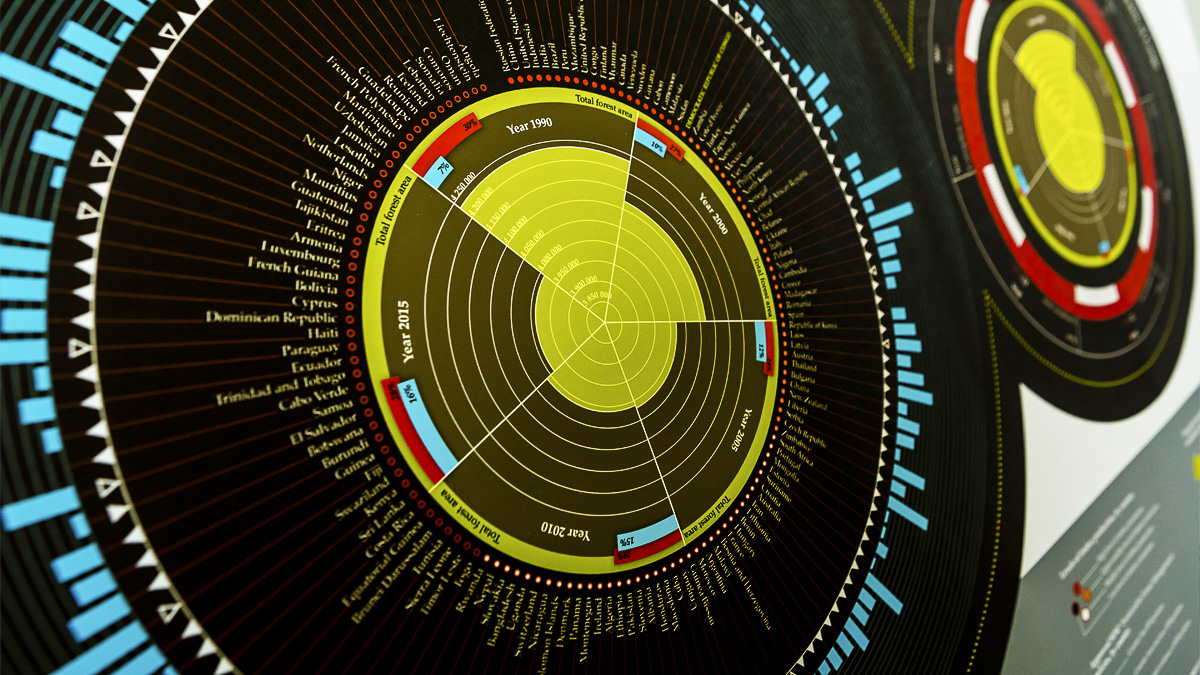 Example of complex information design - wheel of charts and graphs